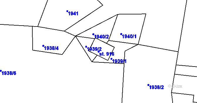 Parcela st. 916 v KÚ Lučany nad Nisou, Katastrální mapa