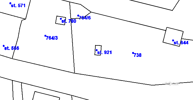 Parcela st. 921 v KÚ Lučany nad Nisou, Katastrální mapa