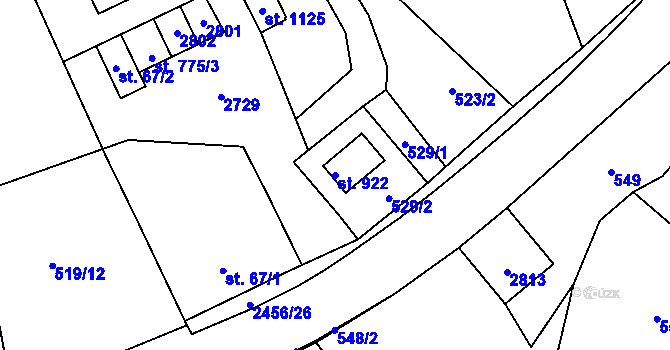 Parcela st. 922 v KÚ Lučany nad Nisou, Katastrální mapa