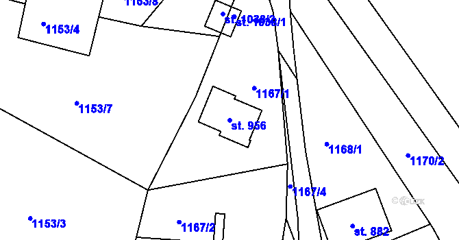 Parcela st. 956 v KÚ Lučany nad Nisou, Katastrální mapa