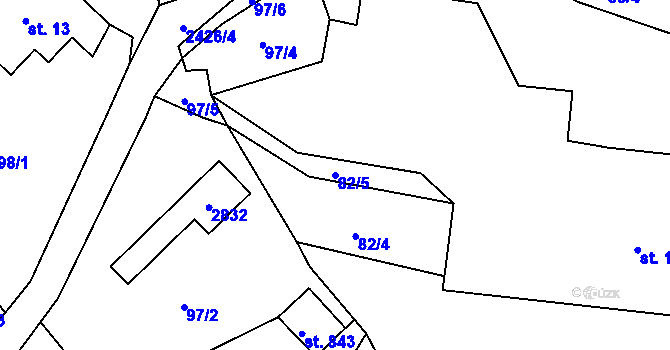 Parcela st. 82/5 v KÚ Lučany nad Nisou, Katastrální mapa