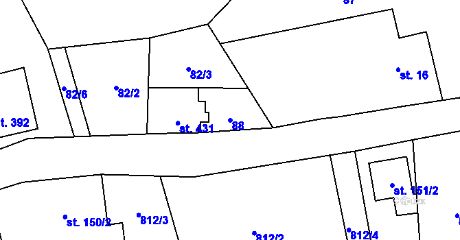 Parcela st. 88 v KÚ Lučany nad Nisou, Katastrální mapa