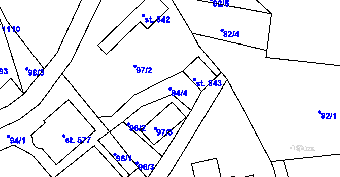 Parcela st. 94/4 v KÚ Lučany nad Nisou, Katastrální mapa