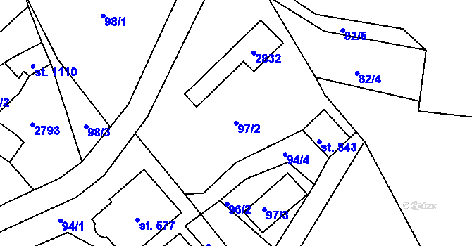 Parcela st. 97/2 v KÚ Lučany nad Nisou, Katastrální mapa