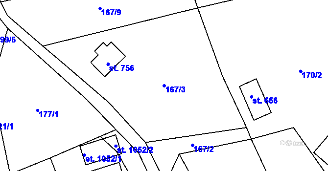 Parcela st. 167/3 v KÚ Lučany nad Nisou, Katastrální mapa