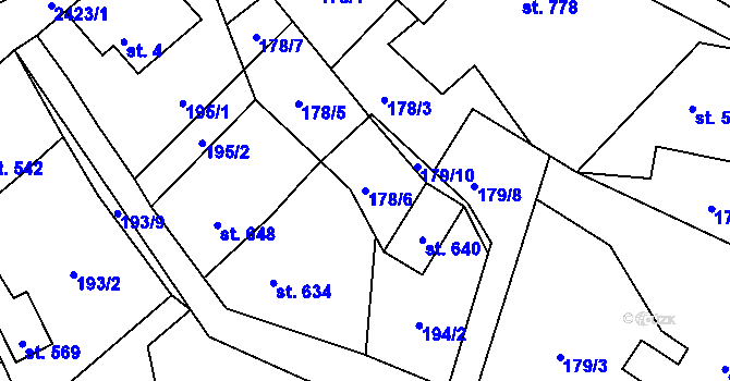 Parcela st. 178/6 v KÚ Lučany nad Nisou, Katastrální mapa
