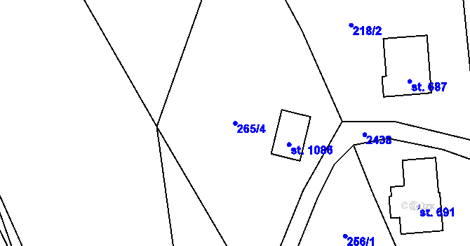 Parcela st. 265/4 v KÚ Lučany nad Nisou, Katastrální mapa