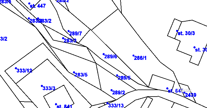 Parcela st. 289/6 v KÚ Lučany nad Nisou, Katastrální mapa