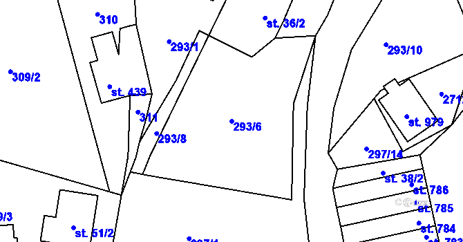 Parcela st. 293/6 v KÚ Lučany nad Nisou, Katastrální mapa