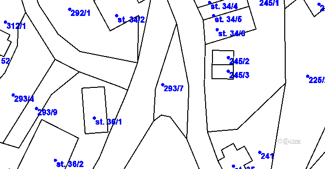 Parcela st. 293/7 v KÚ Lučany nad Nisou, Katastrální mapa