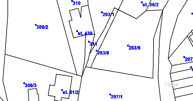 Parcela st. 293/8 v KÚ Lučany nad Nisou, Katastrální mapa