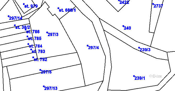 Parcela st. 297/4 v KÚ Lučany nad Nisou, Katastrální mapa
