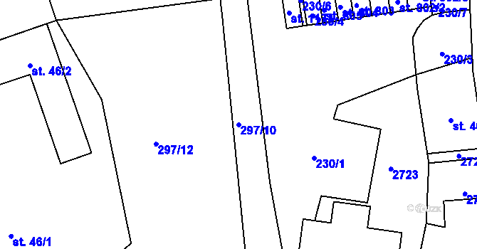 Parcela st. 297/10 v KÚ Lučany nad Nisou, Katastrální mapa