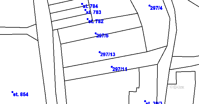 Parcela st. 297/13 v KÚ Lučany nad Nisou, Katastrální mapa