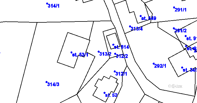 Parcela st. 313/2 v KÚ Lučany nad Nisou, Katastrální mapa