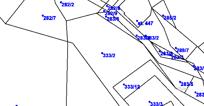 Parcela st. 333/2 v KÚ Lučany nad Nisou, Katastrální mapa