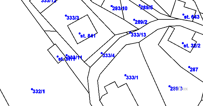 Parcela st. 333/4 v KÚ Lučany nad Nisou, Katastrální mapa