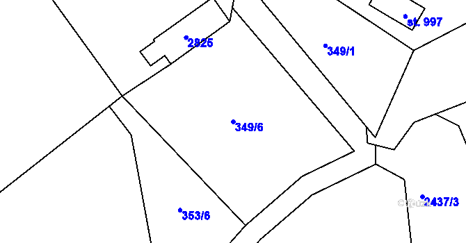 Parcela st. 349/6 v KÚ Lučany nad Nisou, Katastrální mapa
