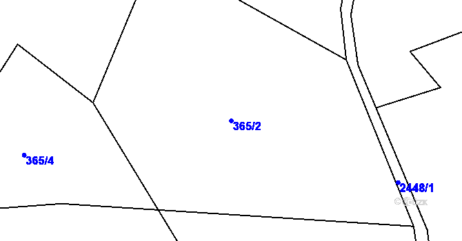 Parcela st. 365/2 v KÚ Lučany nad Nisou, Katastrální mapa