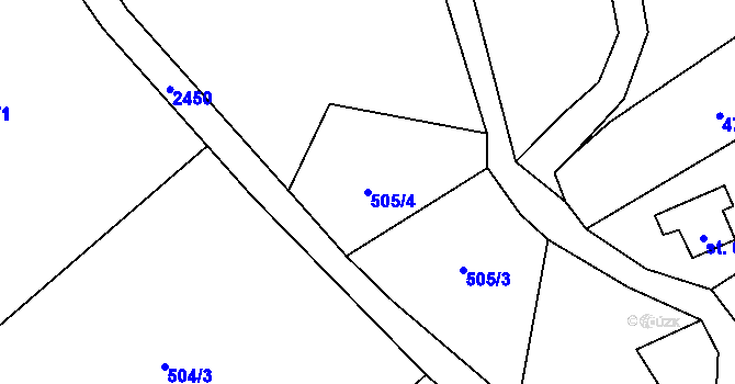 Parcela st. 505/4 v KÚ Lučany nad Nisou, Katastrální mapa