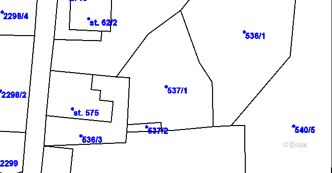 Parcela st. 537/1 v KÚ Lučany nad Nisou, Katastrální mapa