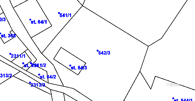 Parcela st. 542/3 v KÚ Lučany nad Nisou, Katastrální mapa