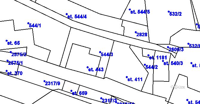 Parcela st. 544/3 v KÚ Lučany nad Nisou, Katastrální mapa