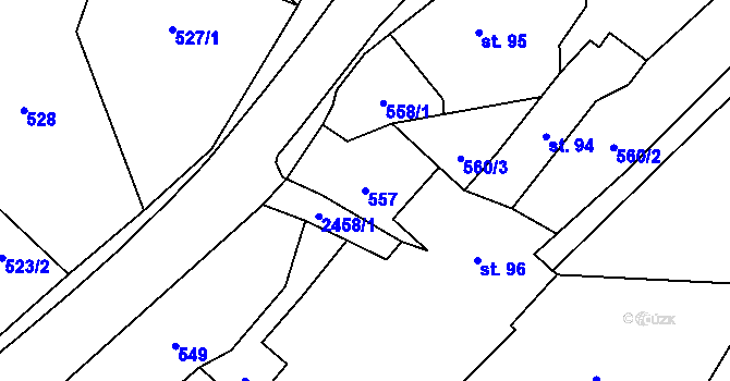 Parcela st. 557 v KÚ Lučany nad Nisou, Katastrální mapa