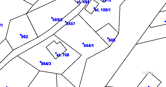 Parcela st. 564/1 v KÚ Lučany nad Nisou, Katastrální mapa