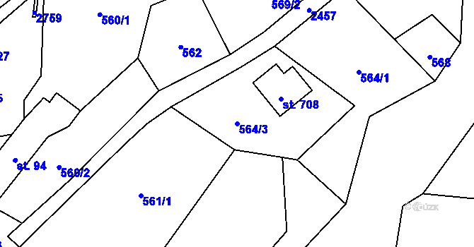 Parcela st. 564/3 v KÚ Lučany nad Nisou, Katastrální mapa