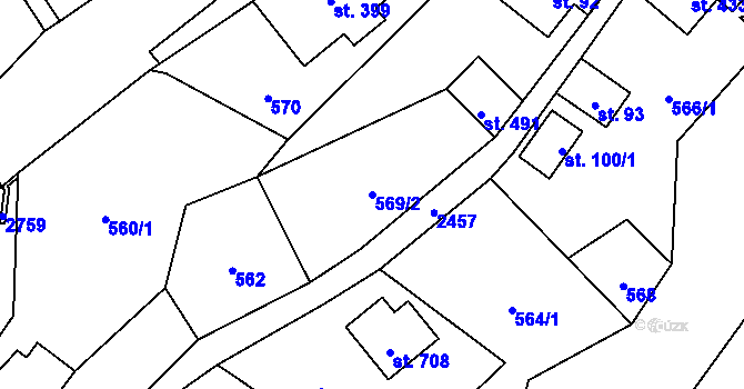 Parcela st. 569/2 v KÚ Lučany nad Nisou, Katastrální mapa