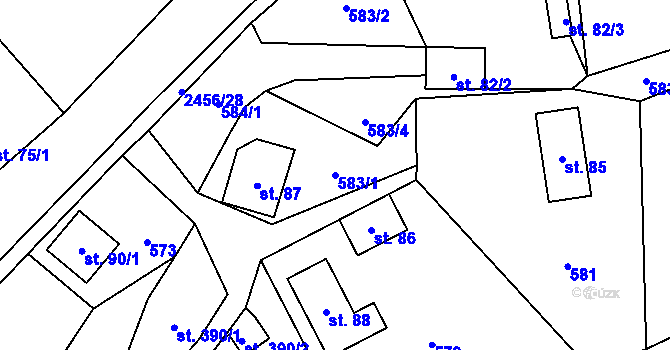 Parcela st. 583/1 v KÚ Lučany nad Nisou, Katastrální mapa