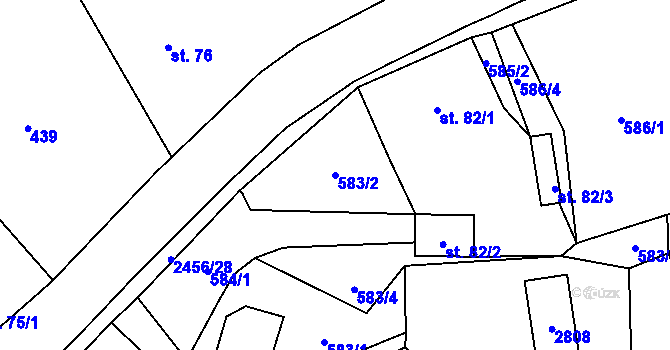 Parcela st. 583/2 v KÚ Lučany nad Nisou, Katastrální mapa