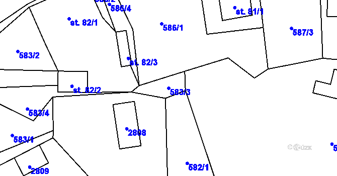 Parcela st. 583/3 v KÚ Lučany nad Nisou, Katastrální mapa