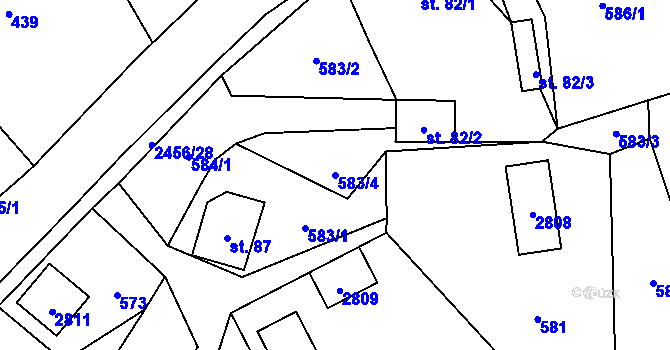 Parcela st. 583/4 v KÚ Lučany nad Nisou, Katastrální mapa