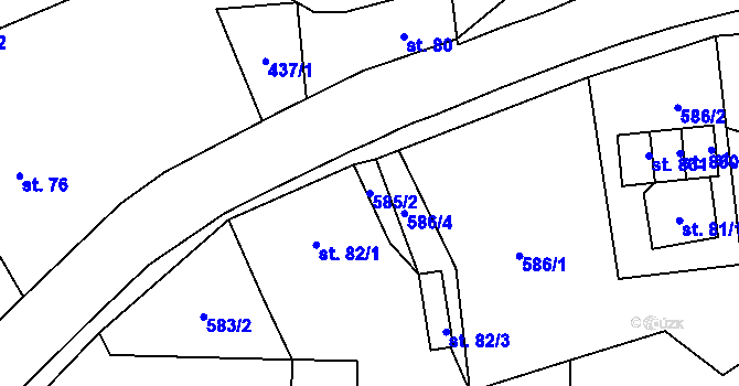 Parcela st. 585/2 v KÚ Lučany nad Nisou, Katastrální mapa