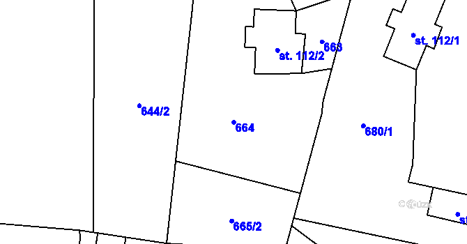 Parcela st. 664 v KÚ Lučany nad Nisou, Katastrální mapa