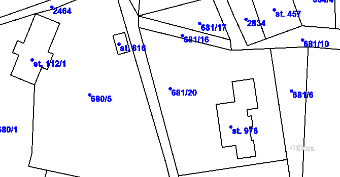 Parcela st. 681/20 v KÚ Lučany nad Nisou, Katastrální mapa