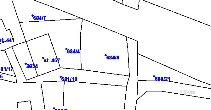 Parcela st. 684/8 v KÚ Lučany nad Nisou, Katastrální mapa