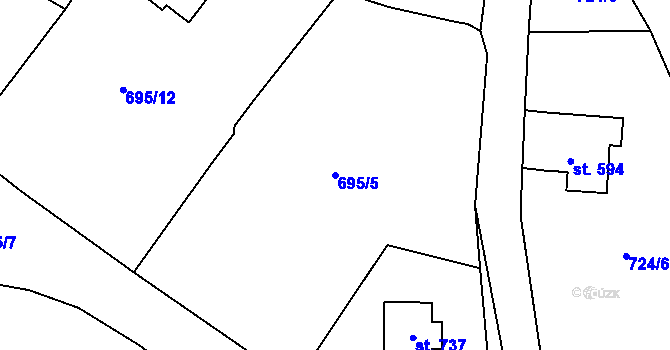 Parcela st. 695/5 v KÚ Lučany nad Nisou, Katastrální mapa
