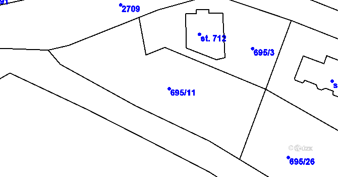 Parcela st. 695/11 v KÚ Lučany nad Nisou, Katastrální mapa