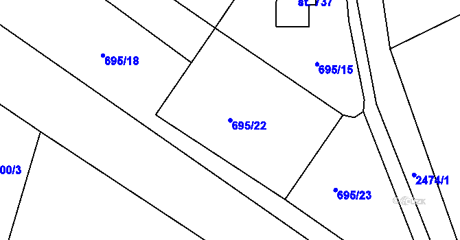 Parcela st. 695/22 v KÚ Lučany nad Nisou, Katastrální mapa