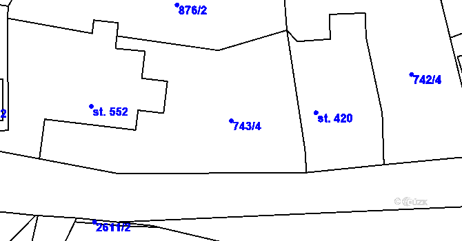 Parcela st. 743/4 v KÚ Lučany nad Nisou, Katastrální mapa