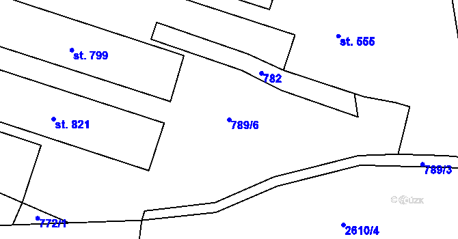 Parcela st. 789/6 v KÚ Lučany nad Nisou, Katastrální mapa