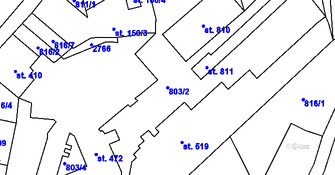 Parcela st. 803/2 v KÚ Lučany nad Nisou, Katastrální mapa