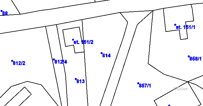 Parcela st. 814 v KÚ Lučany nad Nisou, Katastrální mapa