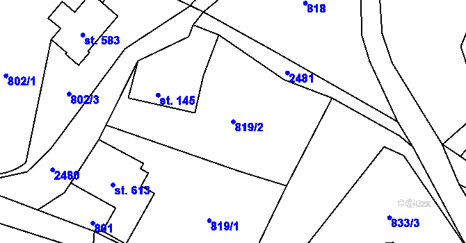 Parcela st. 819/2 v KÚ Lučany nad Nisou, Katastrální mapa