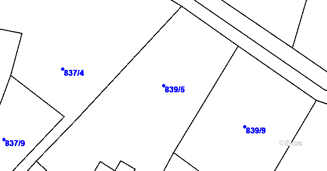 Parcela st. 839/5 v KÚ Lučany nad Nisou, Katastrální mapa