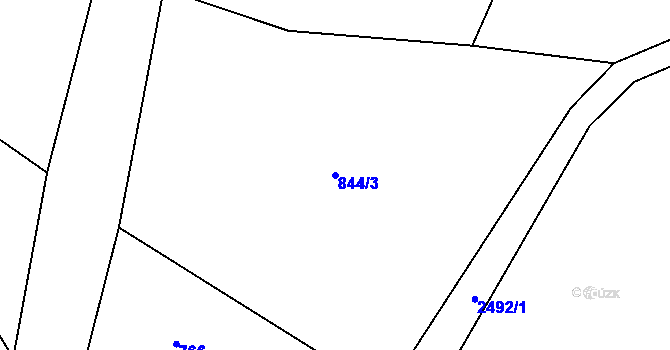 Parcela st. 844/3 v KÚ Lučany nad Nisou, Katastrální mapa