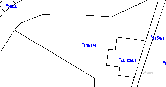 Parcela st. 1151/4 v KÚ Lučany nad Nisou, Katastrální mapa